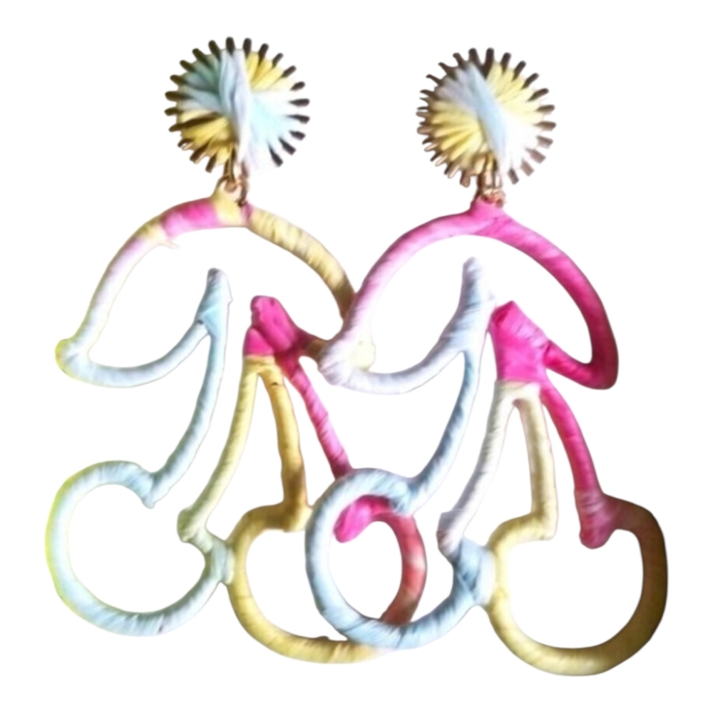 Piper K Dangle Pastel Cherry Pastel Pink Yellow Blue Dangle Earrings